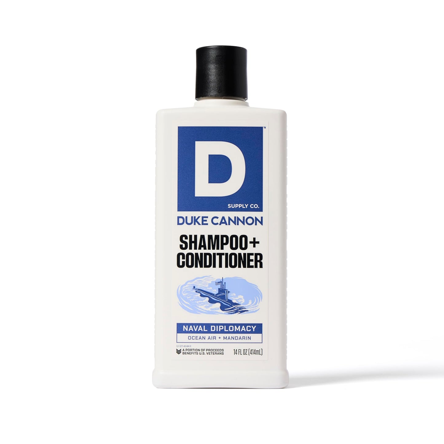 Duke Cannon Supply Co. 2-in-1 Hair Wash - Masculine Scent - Gentle Cleansing Hair Wash For Men - Stimulating Hair Shampoo & Conditioner - Strengthens Hair - Naval Diplomacy - 2 Pack (14 oz)