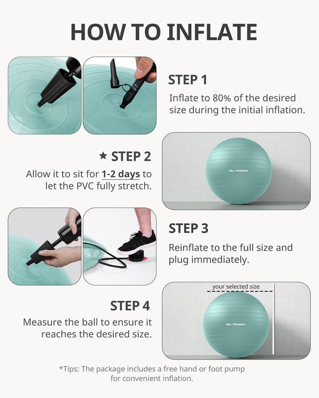 Trideer Yoga Ball – Anti-Burst Exercise Ball for Pregnancy, Office, Birthing, Stretching & Core Workout – Home Gym & Therapy