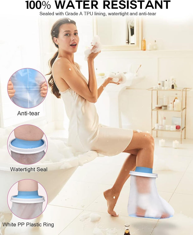 Waterproof Extra Wide Full Leg Cast Cover for Shower with Non-Slip Bottom, Extra Large Watertight Leg Cast Protector for Thigh Foot Ankle Surgery Wounds, Knee Immobilizer/Brace, Walking Boots,Reusable