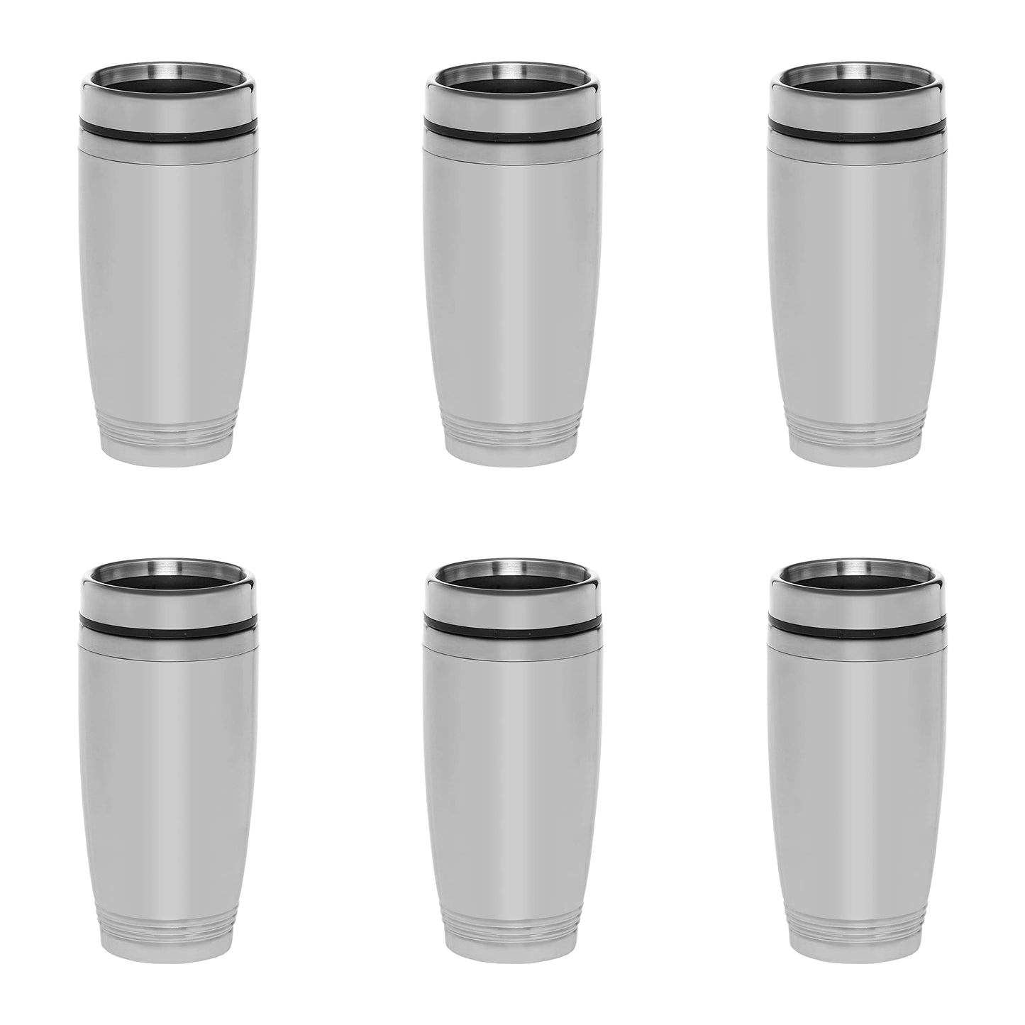 DISCOUNT PROMOS Custom Stainless Steel Tumblers 16 oz. Set of 12, Personalized Bulk Pack - Perfect for Coffee, Soda, Other Hot & Cold Beverages - Silver