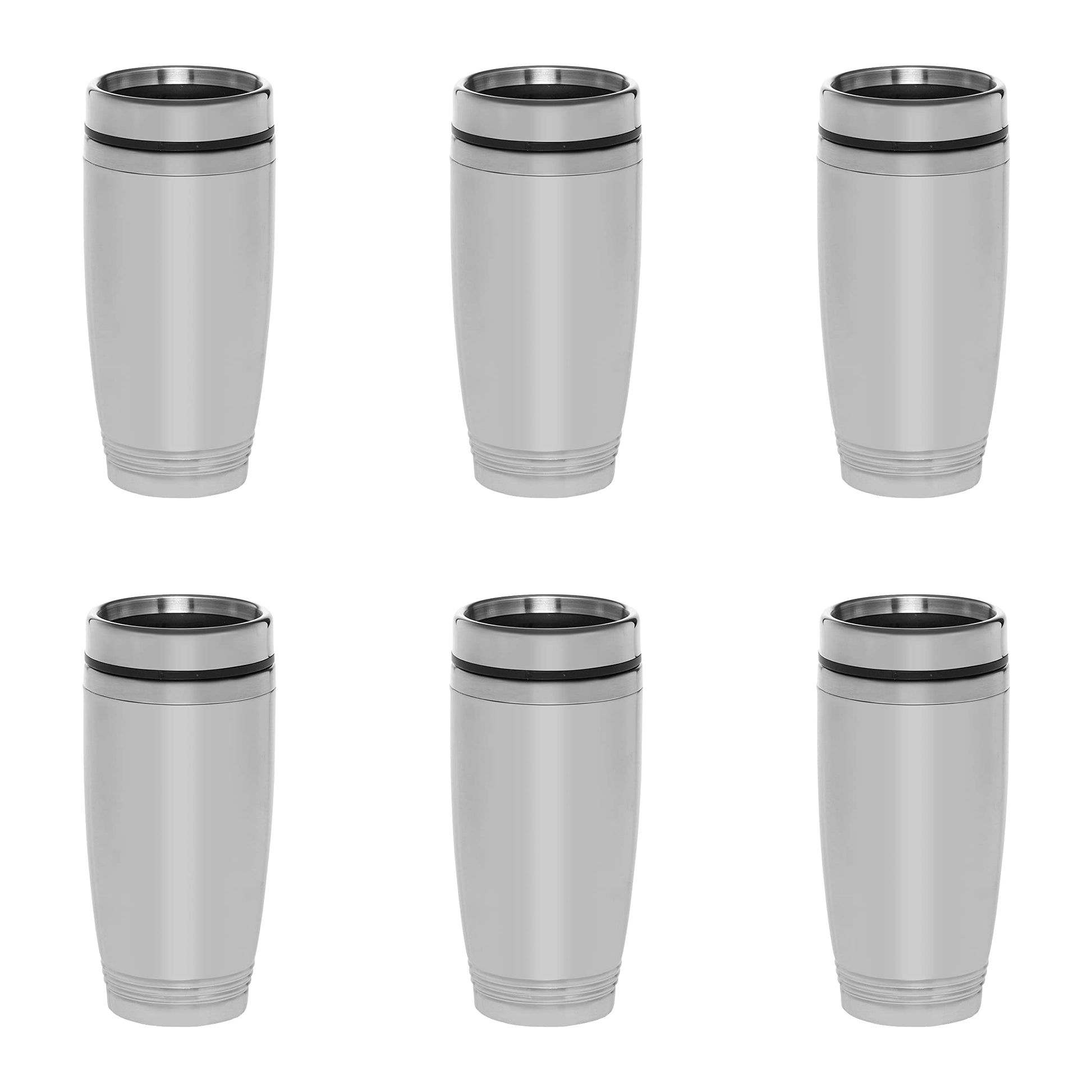 DISCOUNT PROMOS Custom Stainless Steel Tumblers 16 oz. Set of 12, Personalized Bulk Pack - Perfect for Coffee, Soda, Other Hot & Cold Beverages - Silver