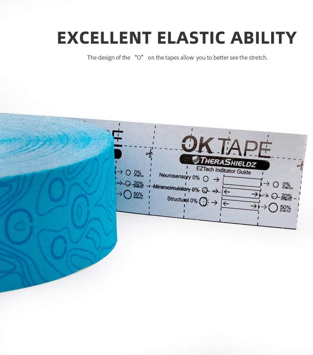 (2in X 103 Feet) OK TAPE PRO Bulk Kinesiology Tape, Original Elastic Latex Free Kinesiology Therapeutic Tape, Free Cut Printed