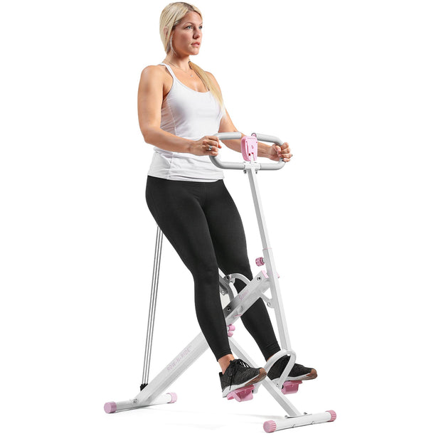 Sunny Health & Fitness Row-N-Ride Squat Assist Trainer, Foldable & Easy Setup Exercise w/Adjustable Resistance, Home Training Machine for Arm, Glute & Leg Workout, Optional Free SunnyFit App Connect