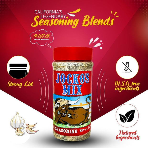 Jocko's Mix Santa Maria Style Seasoning - 15.3oz Bottle Of Tri-Tip, Steak, Pork, and Chicken Seasoning - Santa Maria Grill - Jocko's Mix for Meat, Seafood Stew & Vegetables