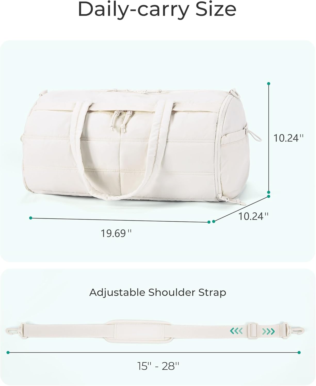 BAGSMART Puffer Gym Bag for Women, Lightweight Duffel Bag with Shoe Compartment, Weekender Bags with Wet Pocket, Workout Overnight Carry on Bag for Travel, Light Tan