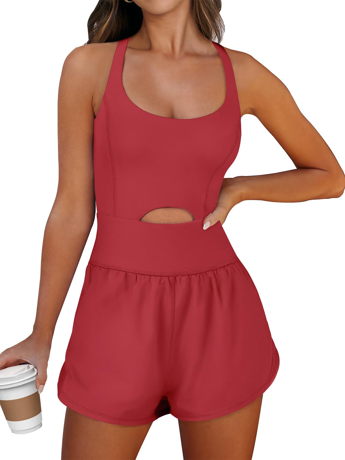 ANRABESS Women Rompers Running Exercise Workout Set One Piece Jumpsuits Gym Yoga Outfits 2025 Summer Active Wear Clothes