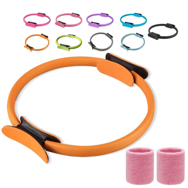 Pilates Ring Fitness Trainer, Pilates Ring Magic with Double Padded Handles, Pilates Ring Fitness Circle 14.96" Yoga Rings Magic Circle for Toning Arms