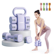 Lightweight Adjustable Dumbbell Kettlebell Set - 4 in 1 Free Weight Set with Kettlebell Grip Converter, Each 2.2 3.3 4.4 5.5lb Quick Change Weight Women Dumbbell Set for Small Spaces Home Gym
