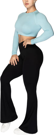 Sunzel Flare Leggings, Crossover Yoga Pants with Tummy Control, High-Waisted and Wide Leg