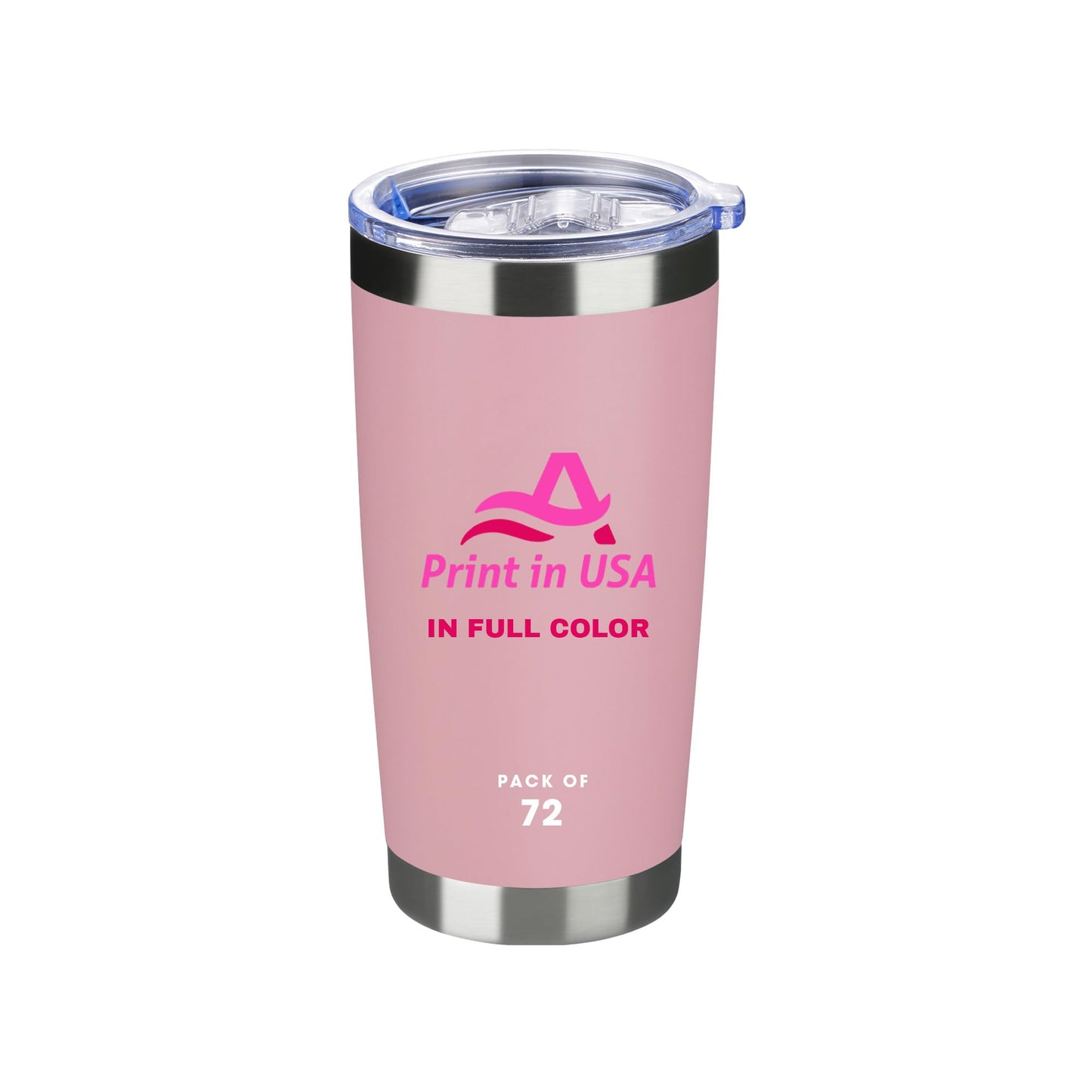 Personalized Custom Print in USA Tumbler 20oz Stainless Steel Double Wall Coffee Cup with Lid & Straw Insulated Tumbler with Colorful Text Logo Photo