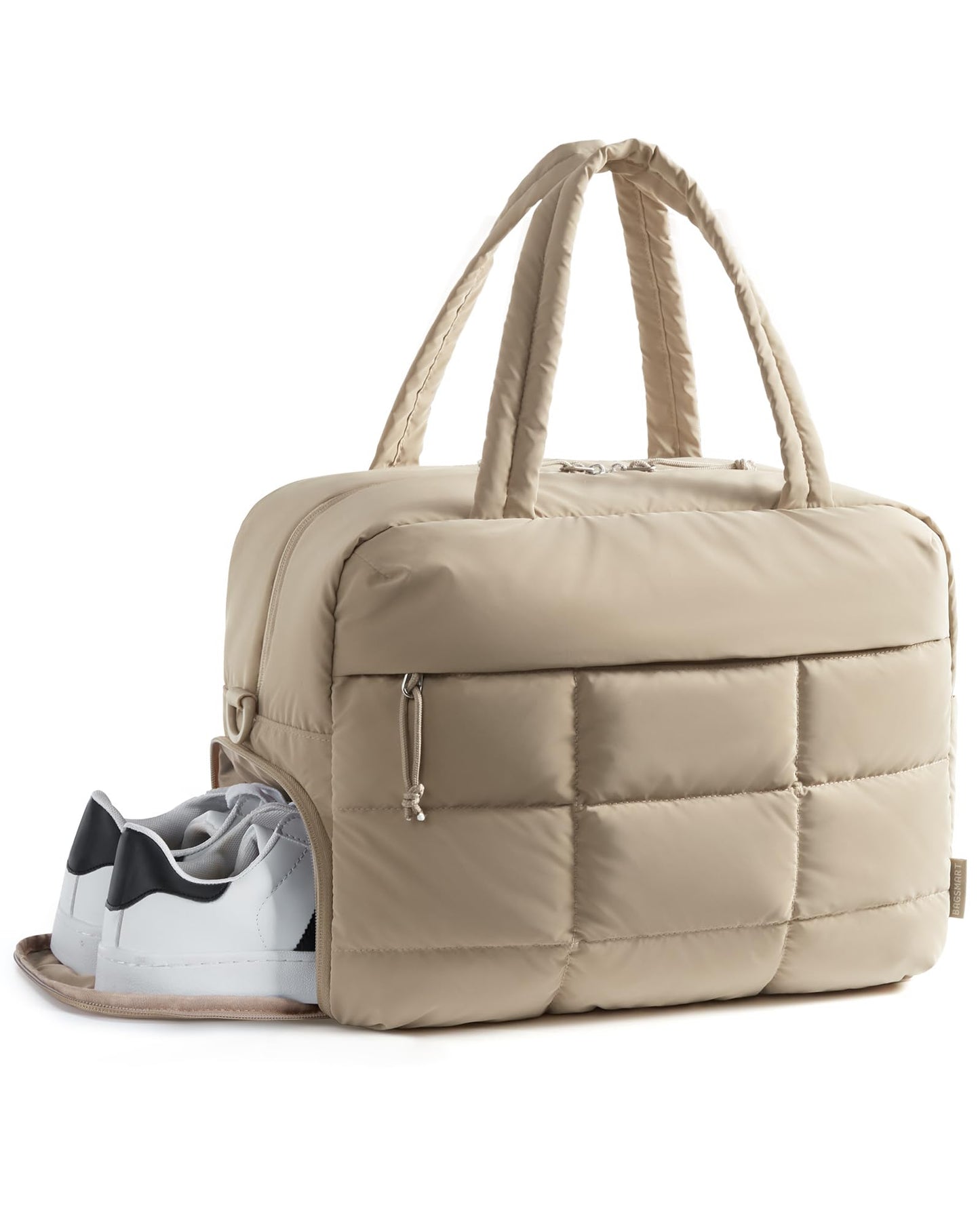 BAGSMART Gym Bag for Women, 23L Carry on Travel Duffle Bag, Water-resistant Weekender with Shoe Compartment, Camel