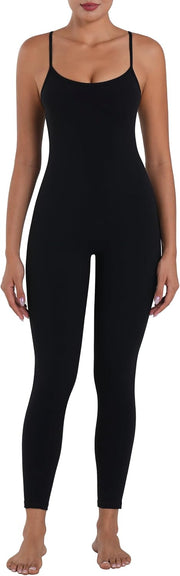 Sunzel Workout Jumpsuits for Women Adjustable Spaghetti Strap Leggings Bodysuit Square Neck Sleeveless One Piece Yoga Unitard