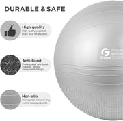 Yoga Ball, 18-30 Inch Extra Thick Exercise Ball for Workout Fitness Balance, Anti Burst Chair for Home and Office Desk, Includes Hand Pump & Workout Guide Access