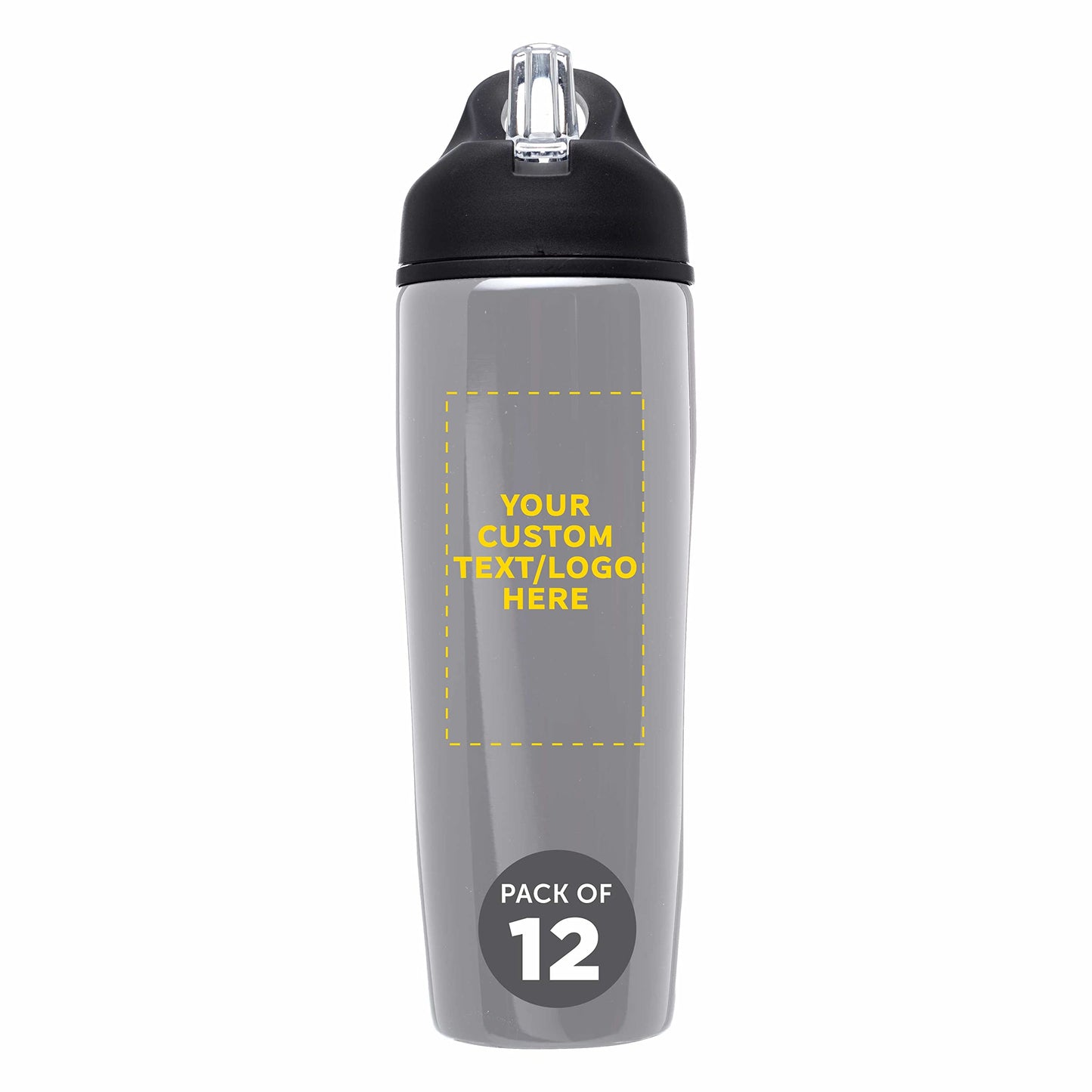 DISCOUNT PROMOS Custom Stainless Steel Water Bottle, 24 pack, Personalized Text, Logo, 28.5 oz Metal Sports Bottles with Flip Top, Easy Carrying, Red