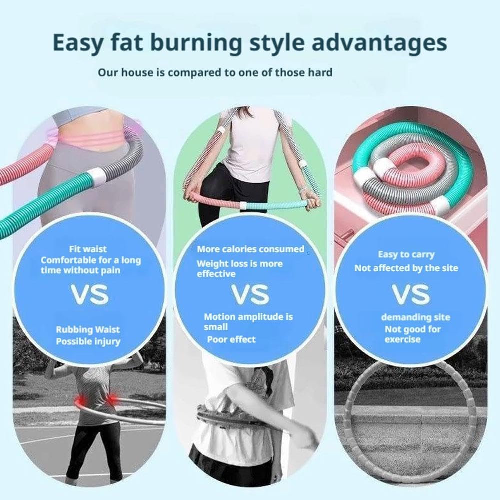 2026 Upgraded Soft Spring Exercise Hoop for Adults, Foldable Fitness Hoop with No Waist Damage Spring Design, Portable Slimming Exercise Equipment for Home and Travel (30-45KG)
