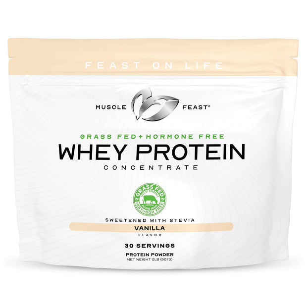 Muscle Feast Grass-Fed Whey Protein Concentrate Powder, All Natural, Hormone Free Pasture Raised Whey Protein Powder for Women & Men, Clean, Non-GMO & Gluten Free Whey Concentrate - Chocolate, 5lb