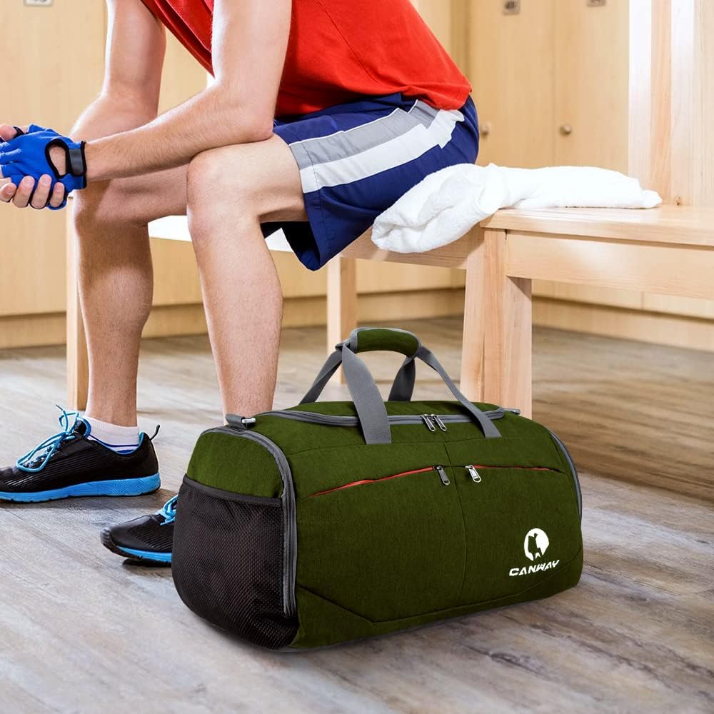 Canway Sports Gym Bag, Travel Duffel bag with Wet Pocket & Shoes Compartment for men women, 45L, Lightweight