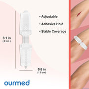 Wound Closure Strips(0.6"x 3.1" - 4 Pcs), Butterfly Bandages for Wound Care, Steri Emergency Laceration Closures Without Stitches for Outdoors Use.