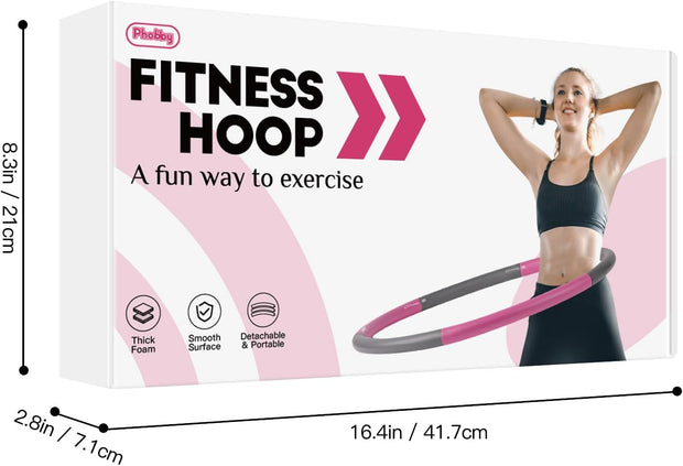 Weighted Exercise Hoop for Adults, 2.2lb Detachable Fitness Hoop, Adjustable Hoop with Jump Rope, Tape Measure and Carry Bag, Home Gym Workout
