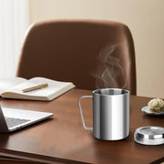 Stainless Steel Double Coffee Mug,16.5oz/500ml Tea Mug with Lid and Handle,Camping and Traveling Coffee Mug, 100% BPA Free,For Coffee, Tea,Juice,Milk, Hot and Cold Drinks (1 pc)