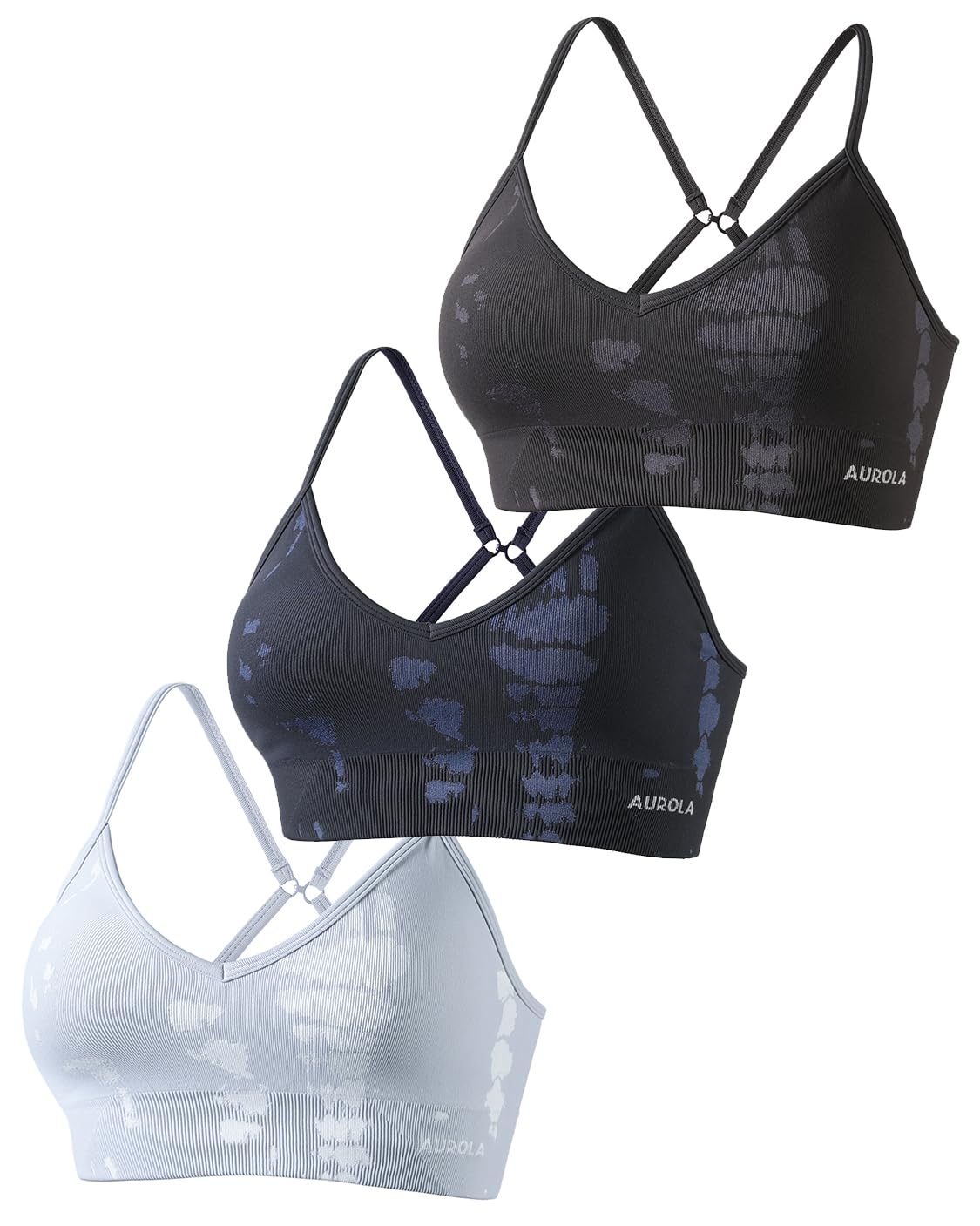 AUROLA Serpent Seamless Sports Bras for Women,Backless Padded Strappy Workout Gym Yoga Crop Tops