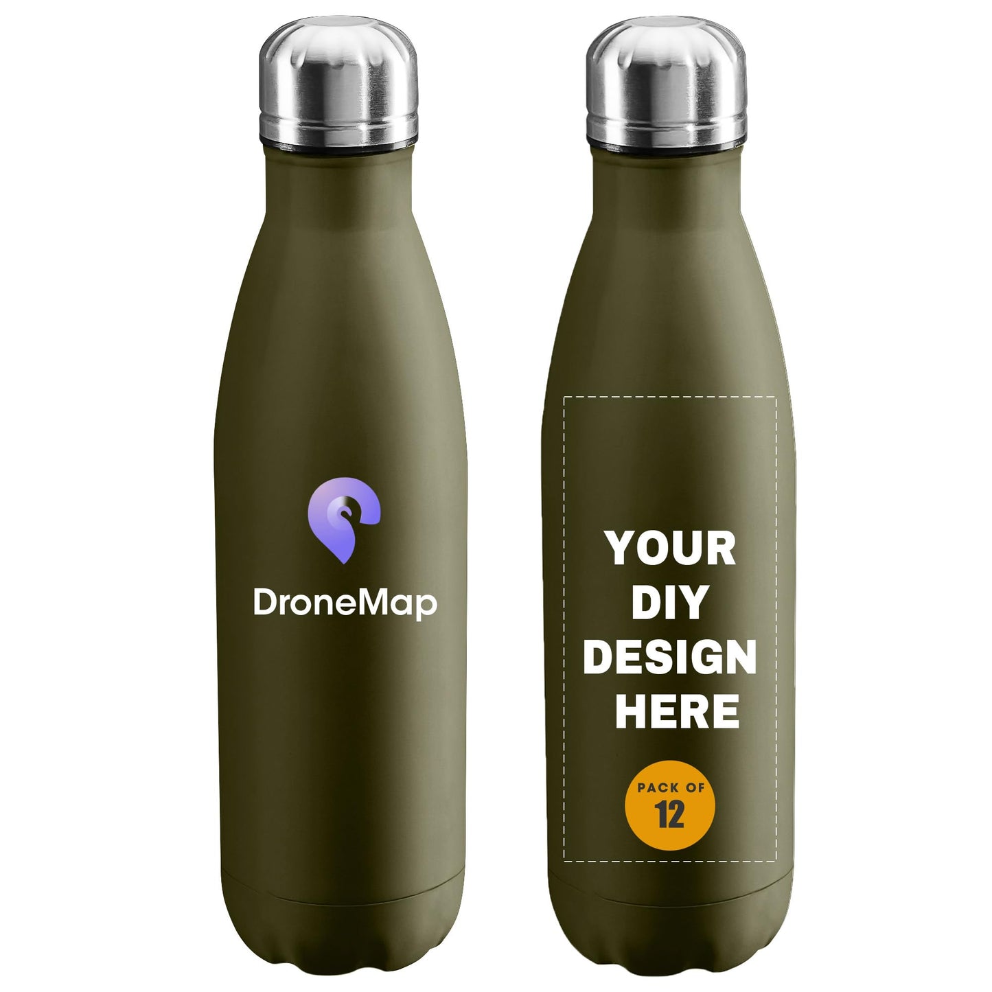 Personalized Custom Water Bottles Print in USA 17oz 12 Pcs Stainless Steel Double Wall Insulated Leakproof Cups With Colorful Text Logo for Sports Outdoors