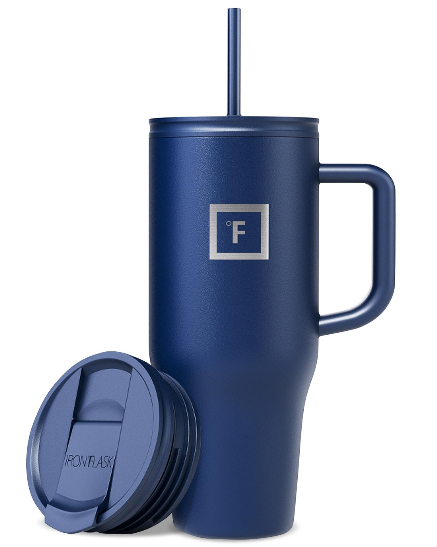 IRON °FLASK Co-Pilot Insulated Mug w/Straw & Flip Cap Lids - Cup Holder Bottle for Hot, Cold Drink - Leak-Proof - Water, Coffee Portable Travel Mug - Aurora, 32 Oz