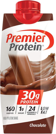 Premier Protein Shake, Chocolate, 30g Protein, 1g Sugar, 24 Vitamins & Minerals, Nutrients to Support Immune Health, 4 Count, 44 Fl Oz