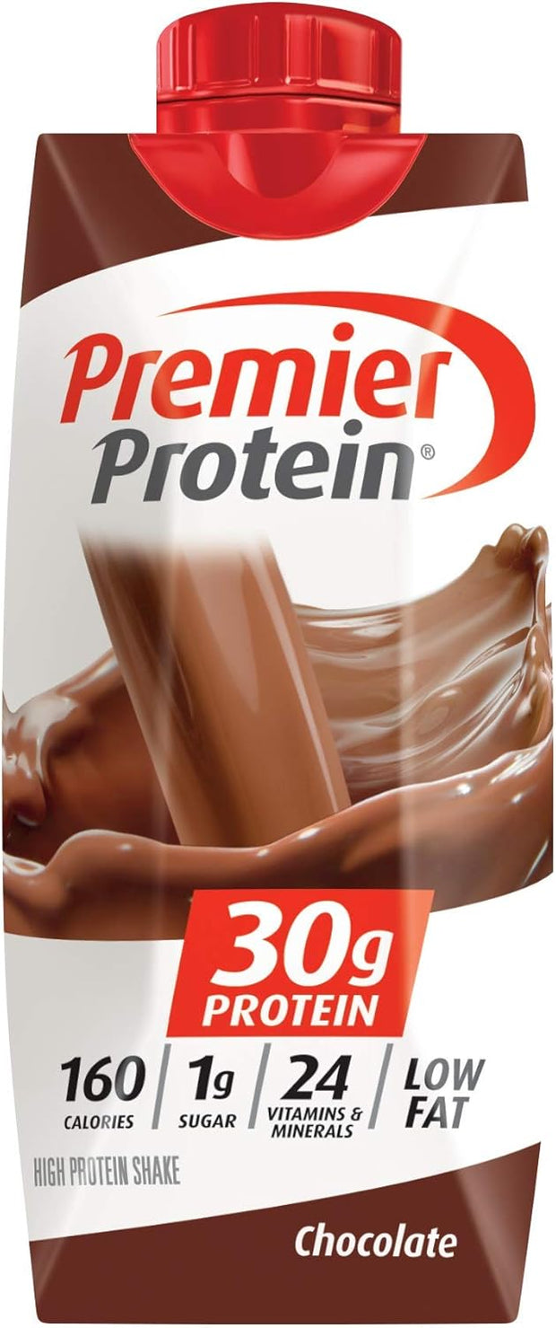 Premier Protein Shake, Chocolate, 30g Protein, 1g Sugar, 24 Vitamins & Minerals, Nutrients to Support Immune Health, 4 Count, 44 Fl Oz