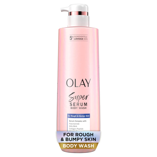 Olay Super Serum Body Wash for Normal Skin, 24hr Long Lasting Hydration, 5+ Ingredient Serum Complex for Bright Even Firm Luminous Skin, 18.5 fl oz
