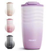 TOURIT 16 oz Travel Coffee Mug, Insulated Stainless Steel Travel Mug with Lid, Leak-Proof Double-Wall Vacuum Tumbler, Reusable Coffee Cup - Rose