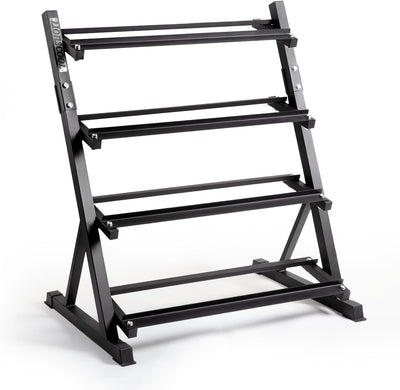 LIONSCOOL Adjustable 4-Tier Dumbbell Rack Stand - Heavy Duty 1000LBS Weight Storage for Dumbbells, Kettlebells | Home Gym Equipment Organizer