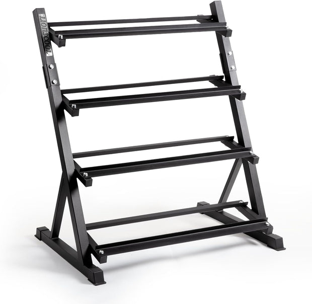 LIONSCOOL Adjustable 4-Tier Dumbbell Rack Stand - Heavy Duty 1000LBS Weight Storage for Dumbbells, Kettlebells | Home Gym Equipment Organizer