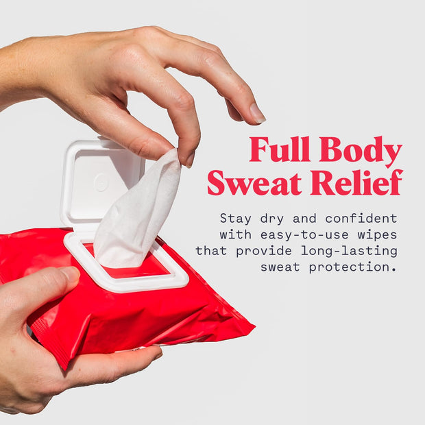 Whole Body Antiperspirant Wipes - Anti-Sweat Wipes for Body, Hands and Feet, Neutralizes Odor and Excessive Sweating, Quick-Drying and Travel-Friendly - Unscented, Pack of 1