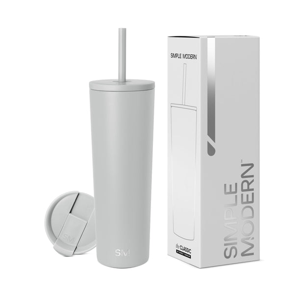 Simple Modern Insulated Tumbler with Lid and Straw | Iced Coffee Cup Reusable Stainless Steel Water Bottle Travel Mug | Gifts for Women Men Her Him | Classic Collection | 24oz | Midnight Black