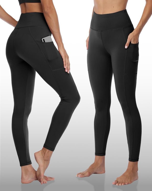 NexiEpoch 4 Pack Leggings for Women with Pockets- High Waisted Tummy Control for Workout Running Capri Yoga Pants
