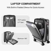 LEVEL8 Grace Carry On Luggage, 20 Inch Hardside Suitcase, Abs+Pc Harshell Spinner Luggage with Tsa Lock, Spinner Wheels, Grey, 20-Inch Carry-On