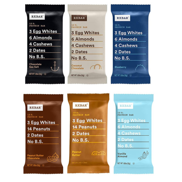RXBAR Real Food Protein Bar, Assorted Variety Pack, Gluten-free, 1.83 oz, (Variety, 24 Count)