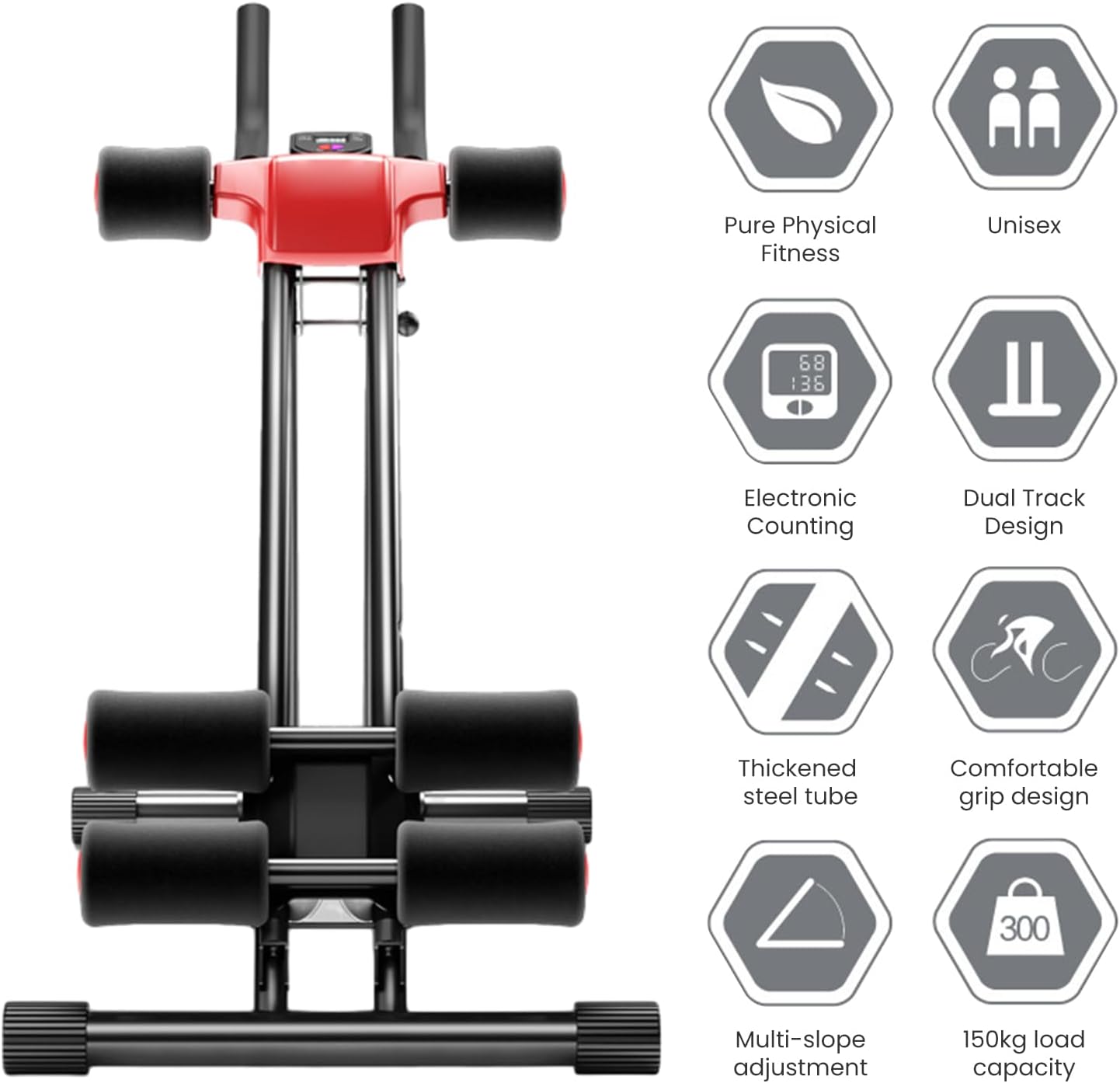 Ab Workout Machine & Abdominal Trainer for Home Gym, Studio,5 Adjustable Heights, Core Strength Training Equipment,Multifunctional Fitness for Men, Women, Beginners to Advanced