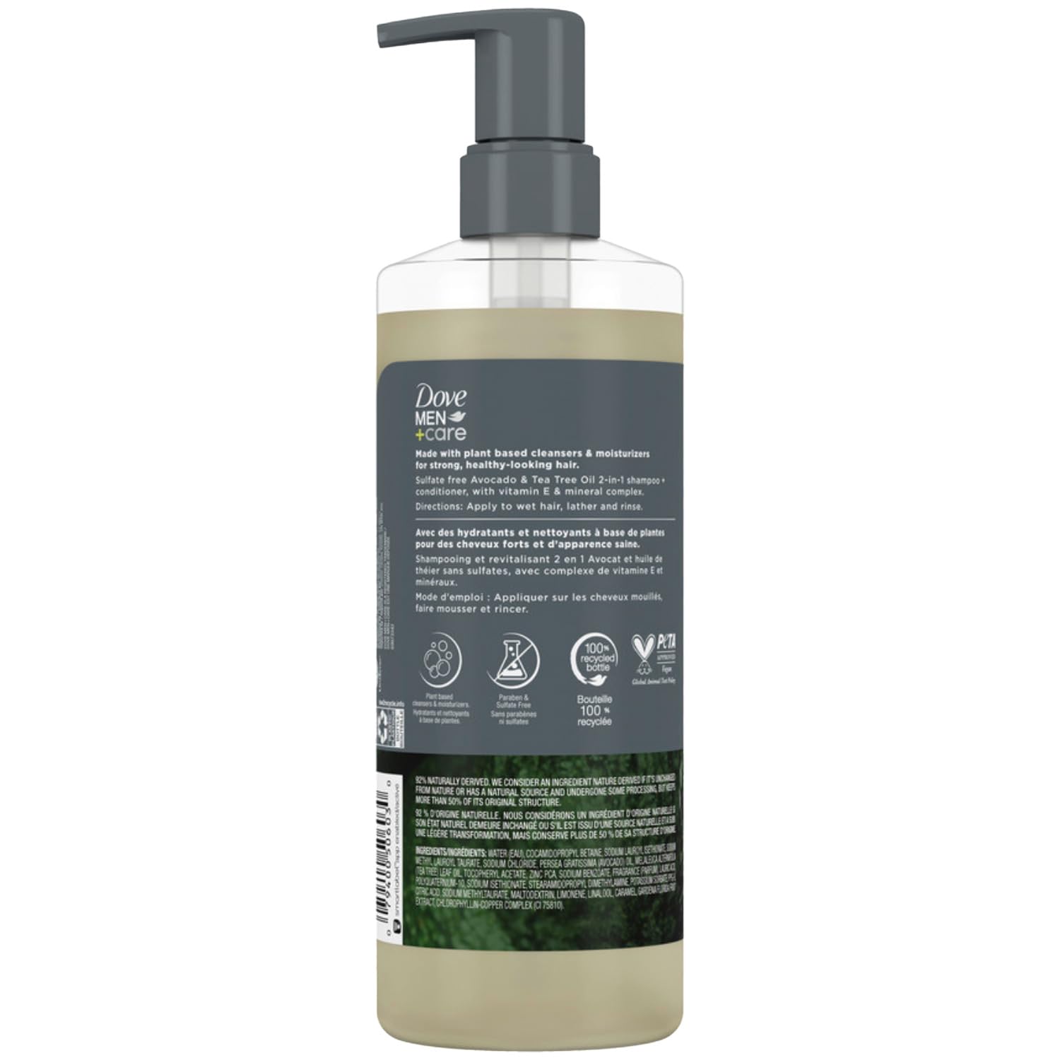 Dove Men+ Care 2-in-1 Shampoo & Conditioner, Avocado & Tea Tree, Strengthening – Men’s Shampoo & Conditioner, Sulfate-Free, with Vitamin E, Zinc & Copper for Strong, Healthy Hair, 17.5 Oz (Pack of 4)