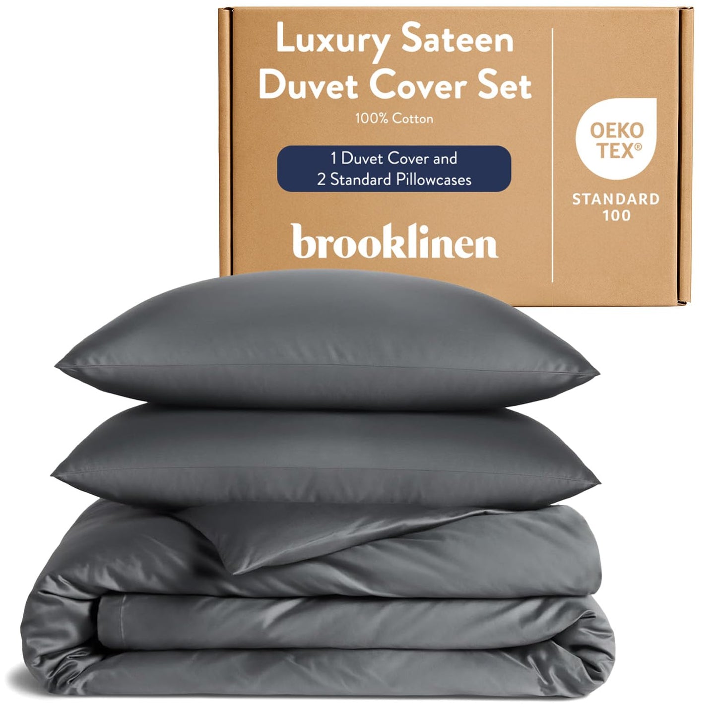 Brooklinen Luxury Sateen Duvet Cover - 100% Cotton, Full/Queen Size in White with Extra-Long Corner Ties and Button Closure | Best Luxury Sheets