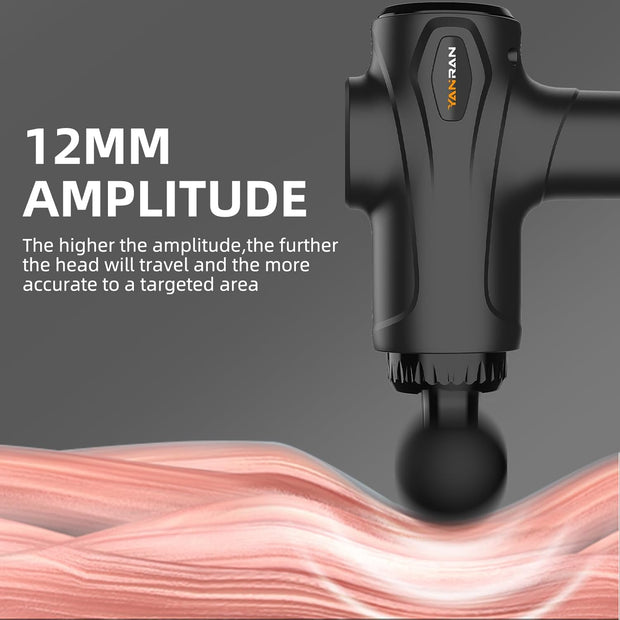 YANRAN Deep Tissue Massage Gun Portable, Percussion Massage Gun with 7 Levels & 6 Massage Heads, Electric Massager for Muscles Pain Relief, Gifts for Men Women Athletes for Sports and Relaxation