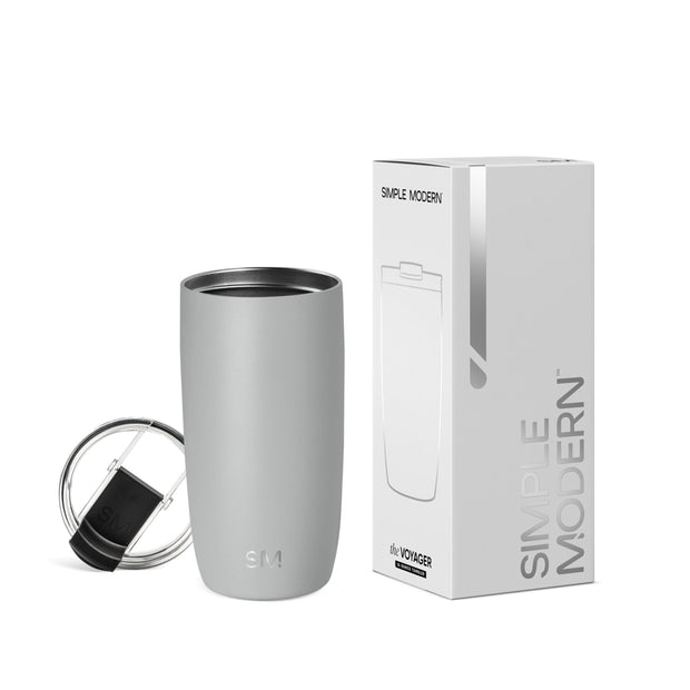 Simple Modern Travel Coffee Mug Tumbler with Flip Lid | Reusable Insulated Stainless Steel Cold Brew Iced Coffee Cup Thermos | Gifts for Women Men Him Her | Voyager Collection | 12oz | Almond Birch