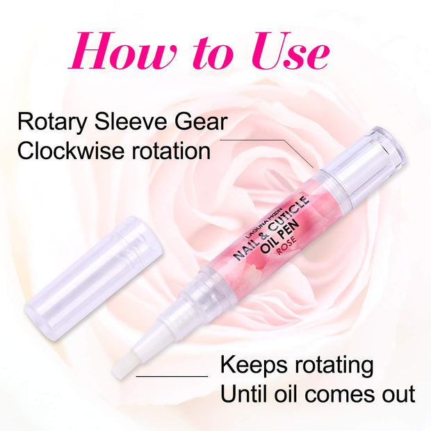 Lagunamoon Cuticle Oil Pen for Nail Nail Oil for Nail Care & Nail Growth - Nourish, Soothe & Moisturize Damaged Nails - Rose, 5 ml