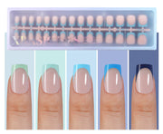 Misssix XBASICTIPS French Tip Press On Nails, 150 Pcs Short Square French Gel Nail Tips, Soft Gel Pre-shaped No File Need Fake Nails for Nail Art DIY Extension Designs, 15 Sizes