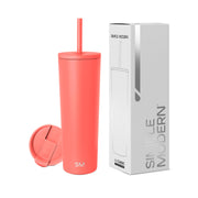 Simple Modern Insulated Tumbler with Lid and Straw | Iced Coffee Cup Reusable Stainless Steel Water Bottle Travel Mug | Gifts for Women Men Her Him | Classic Collection | 24oz | Midnight Black