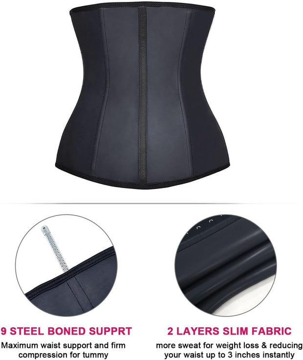YIANNA Waist Trainer for Women Latex Underbust Waist Cincher Corset Sport Girdle Hourglass Body Shaper