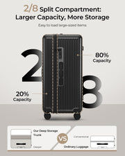 Trunk Luggage, 28 Inch Checked Luggage with Spinner Wheels, Lightweight PC Hard Shell Large Suitcase with TSA Lock, Removable Dividers (Black, 1PC)