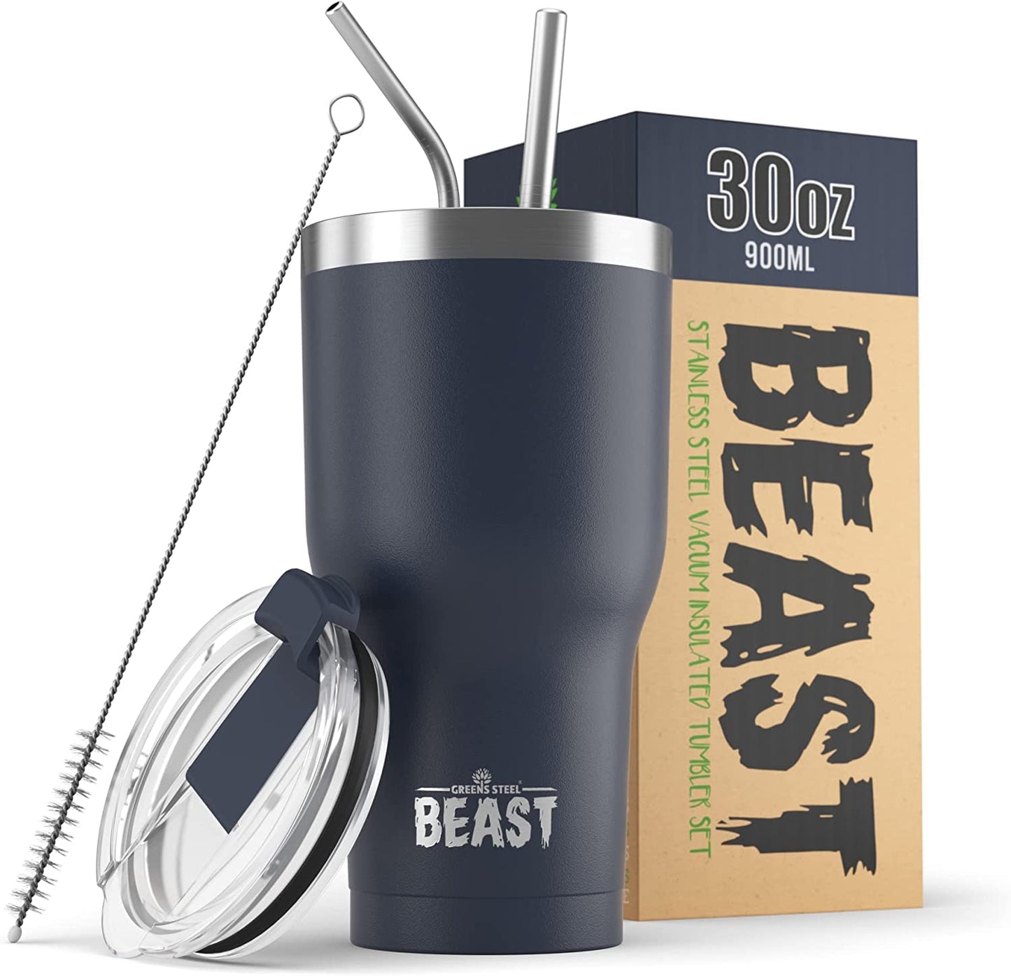 Beast 50 oz Tumbler Stainless Steel Vacuum Insulated Coffee Ice Cup Double Wall Travel Flask (Arctic White)