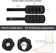 Sportneer Adjustable Ankle Weights 1 Pair 2 4 6 8 10 Lbs Leg Weight Straps for Women Men, Weighted Ankle Weights Set for Gym,Fitness, Workout,Walking, Jogging,1-5 lbs Each Ankle, 1 Pair 2-10 lbs